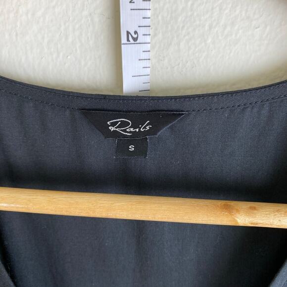 RAILS Rizo Midi Dress Size S Black Cutout Poplin Sustainable Minimalist Neutral - Picture 12 of 16